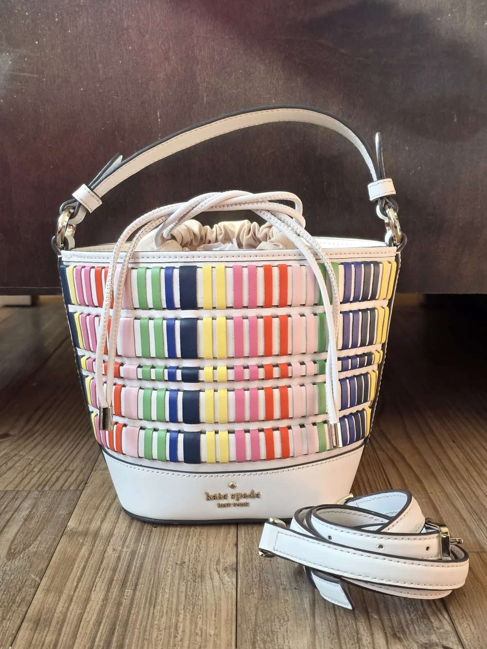 kate spade New York Pippa Woven Small Bucket Bag